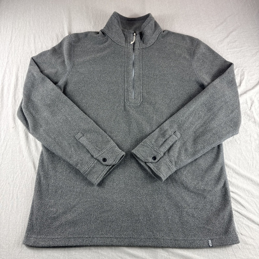 Stio Men's Gray Quarter-Zip Fleece Pullover